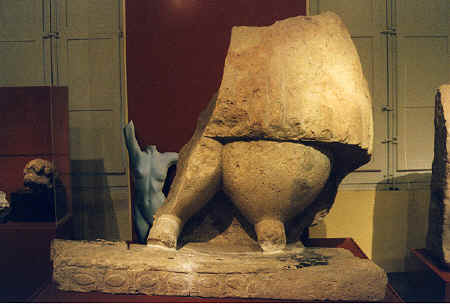  Bridgit with the remains of the statue from Tarxien at the National Museum of Archeology, Malta, 1999 copyright Pam Mendelsohn